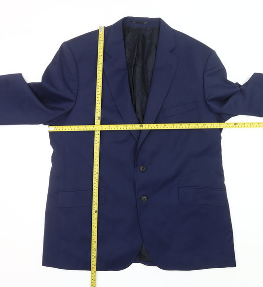 Jaeger Men's Blue Wool Blazer 46 Chest 3XL Regular Jacket