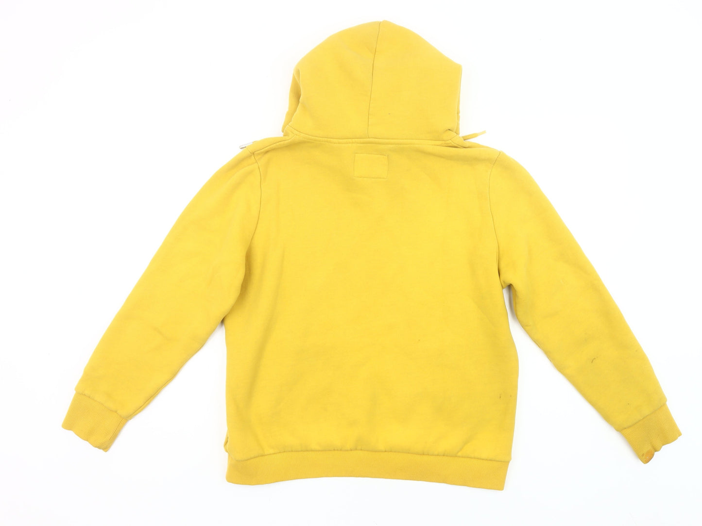 Superdry Womens Yellow Hoodie UK 16 Pullover Logo Print Casual