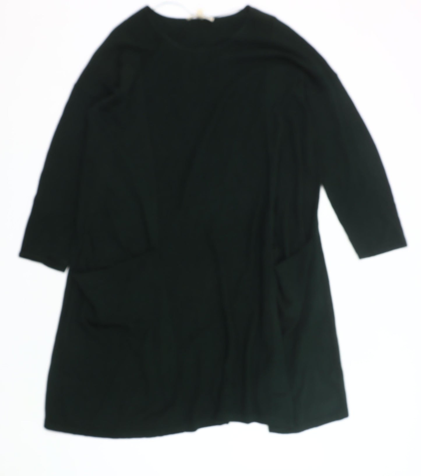 Seasalt Women’s Black Shift Dress UK 18 3/4 Sleeve Cotton Wool