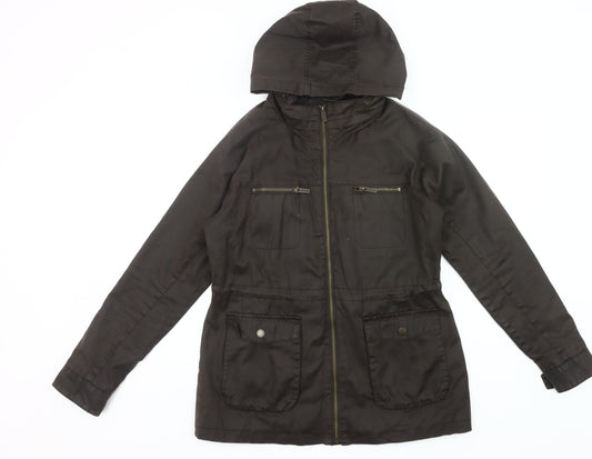 FatFace Women’s Brown Hooded Parka Jacket Size 12 Cotton Blend