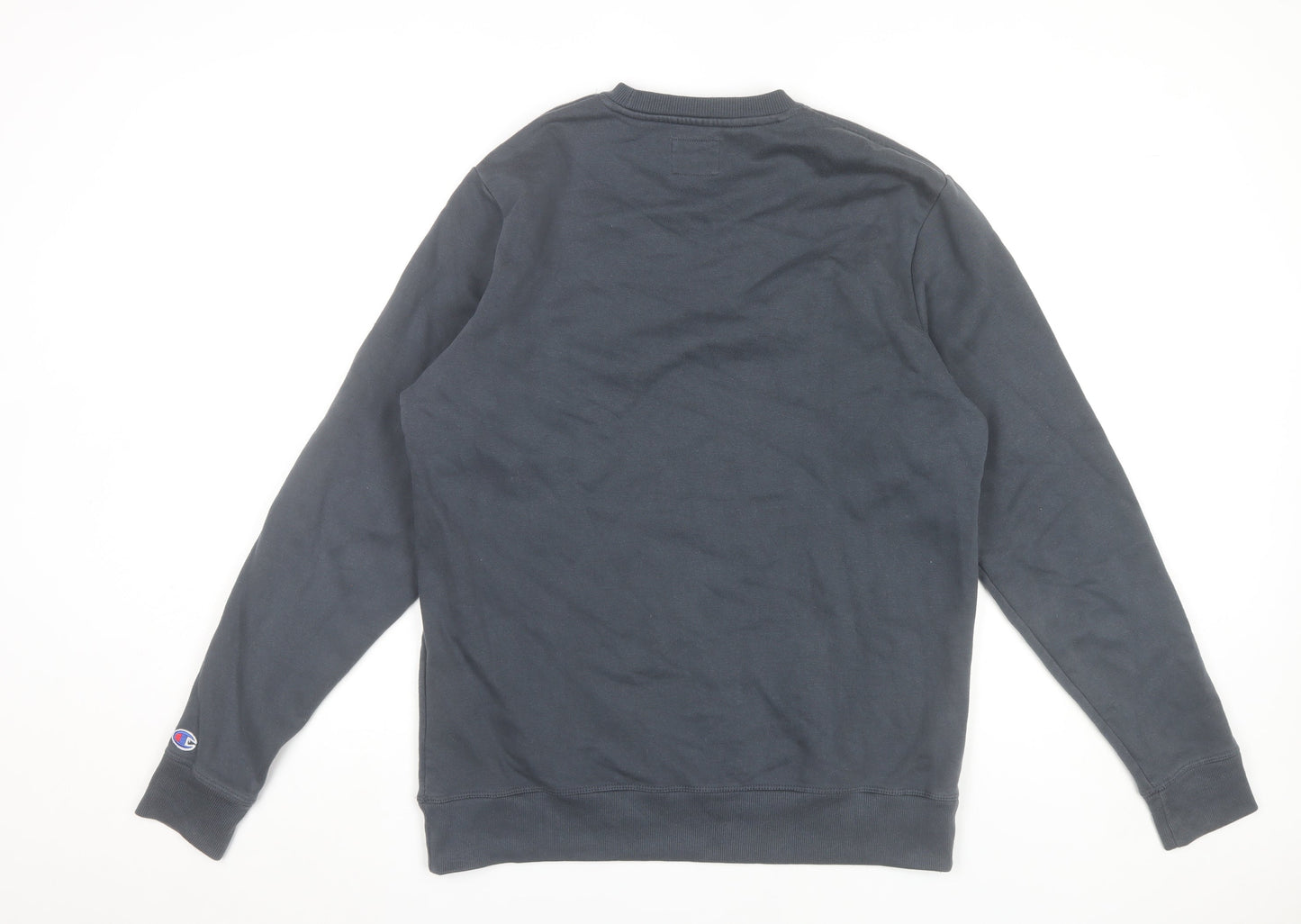Champion Men’s Black Pullover Sweatshirt M Regular Crew Neck Logo