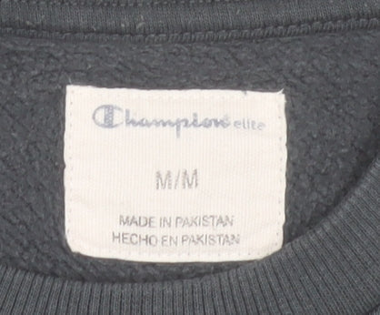 Champion Men’s Black Pullover Sweatshirt M Regular Crew Neck Logo