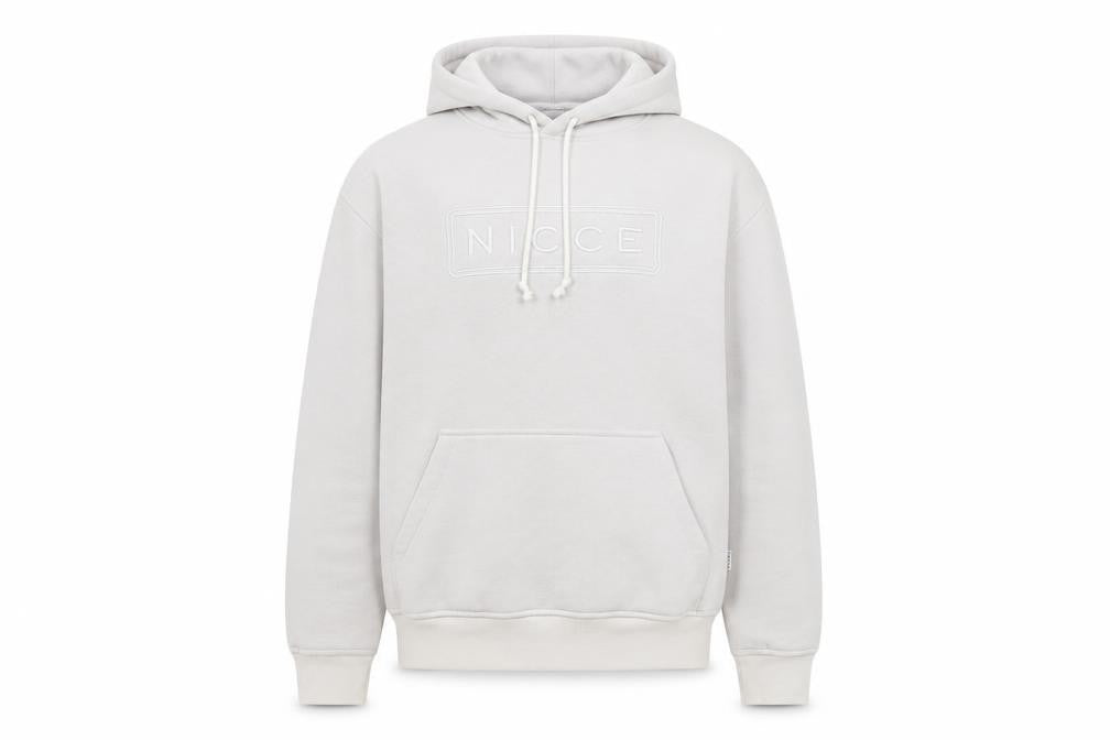 Nicce Mens Beige Pullover Hoodie Medium Regular Fit Logo Fleece