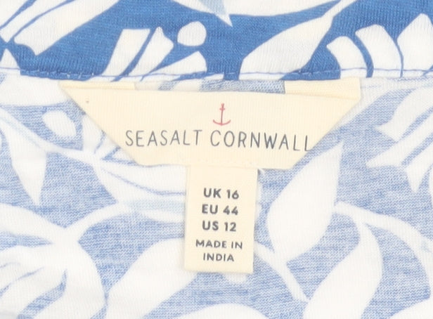 Seasalt Cornwall Women’s Blue Floral Sleeveless Tunic Blouse UK 16