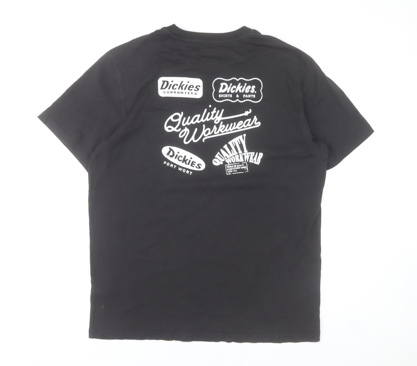 Dickies Men’s Black Large Logo Graphic Cotton T-Shirt Workwear