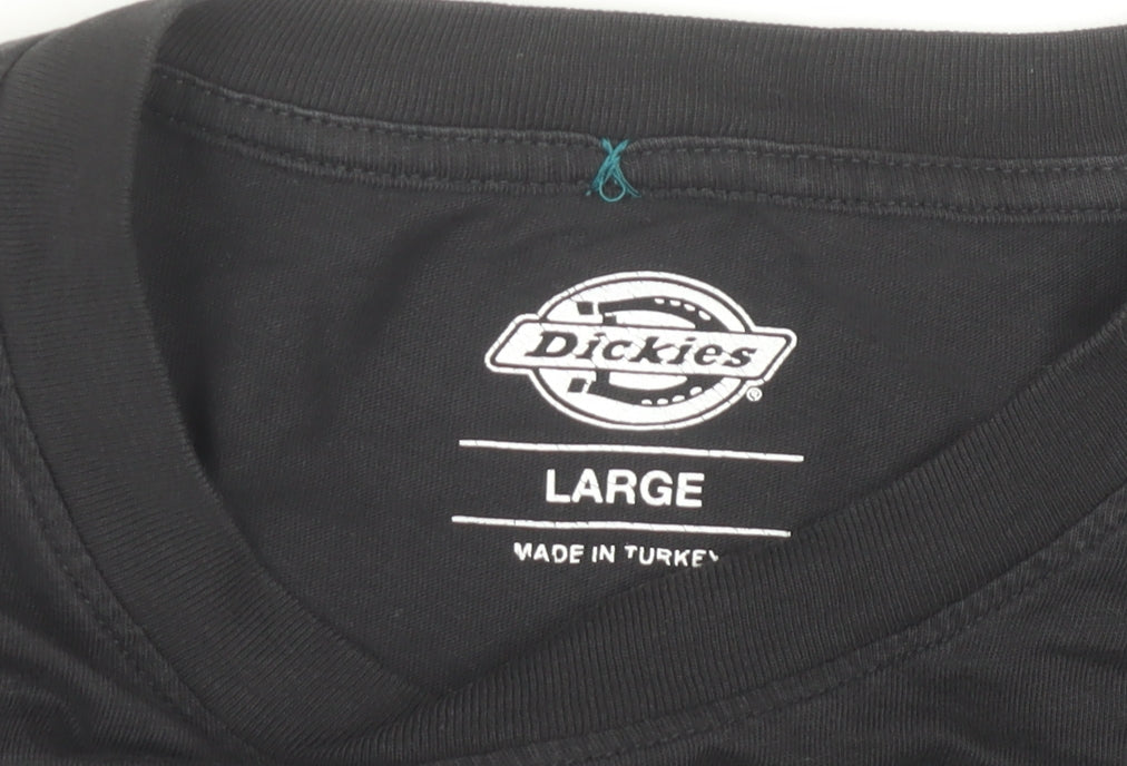 Dickies Men’s Black Large Logo Graphic Cotton T-Shirt Workwear