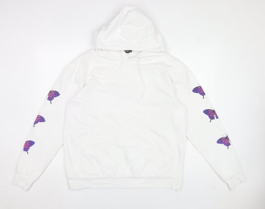 PrettyLittleThing Women’s White Butterfly Hoodie Small Pullover