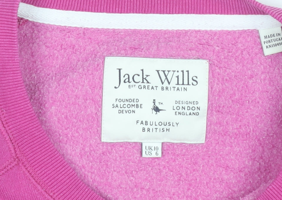 Jack Wills Womens Pink Sweatshirt UK 10 Cotton Blend Casual Pullover