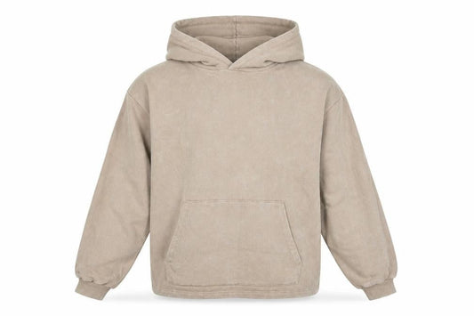 Front view of ASOS DESIGN Men’s Beige Pullover Hoodie, size S, Regular Fit