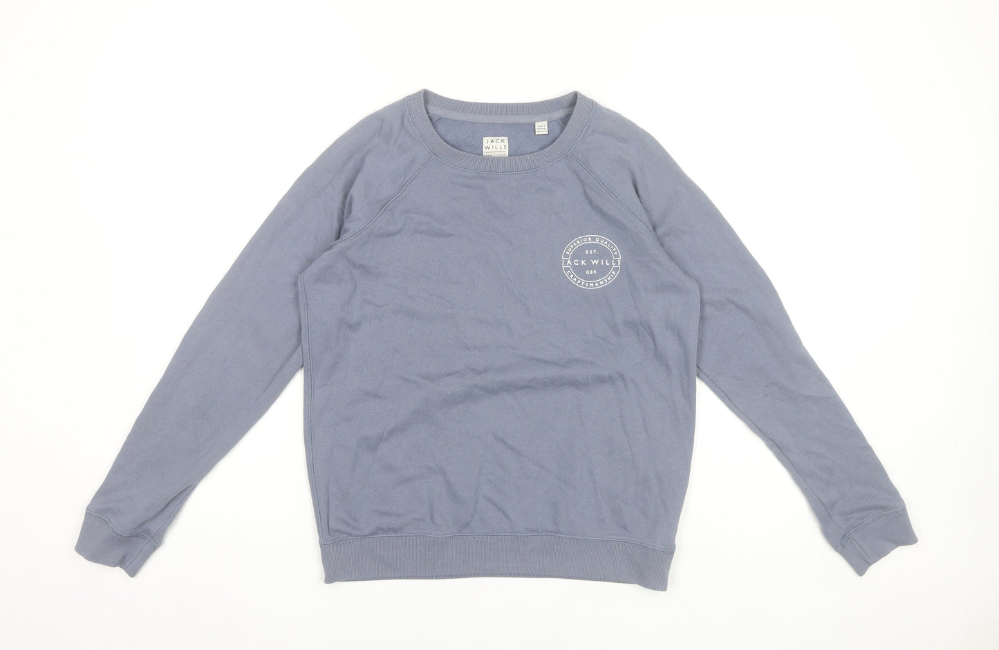 Jack Wills Women’s Blue Logo Sweatshirt UK 10 Cotton Blend