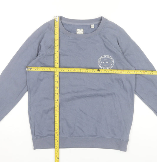 Jack Wills Women’s Blue Logo Sweatshirt UK 10 Cotton Blend