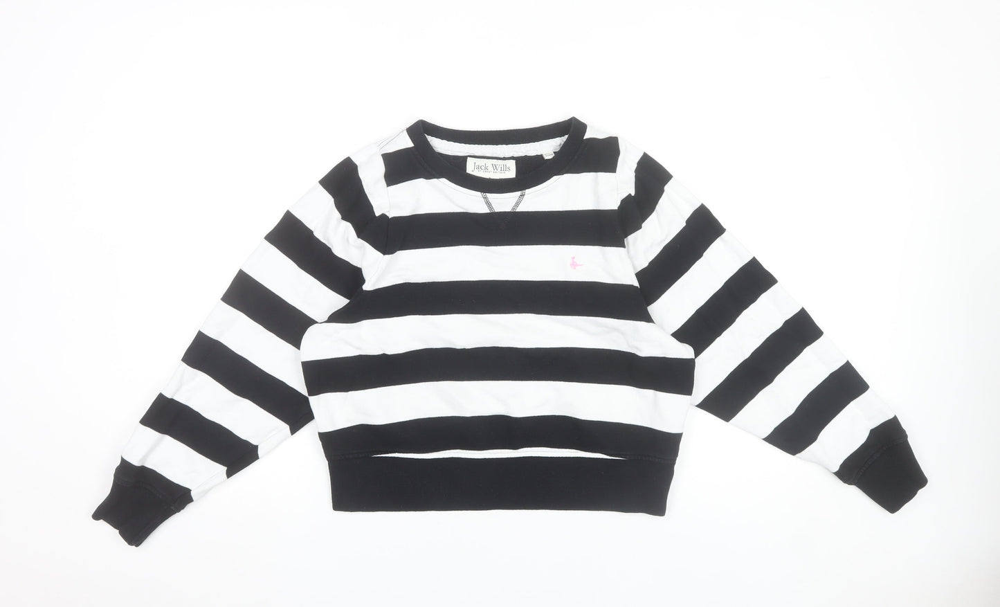 Jack Wills Women Black White Striped Pullover Sweatshirt UK 10