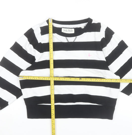 Jack Wills Women Black White Striped Pullover Sweatshirt UK 10