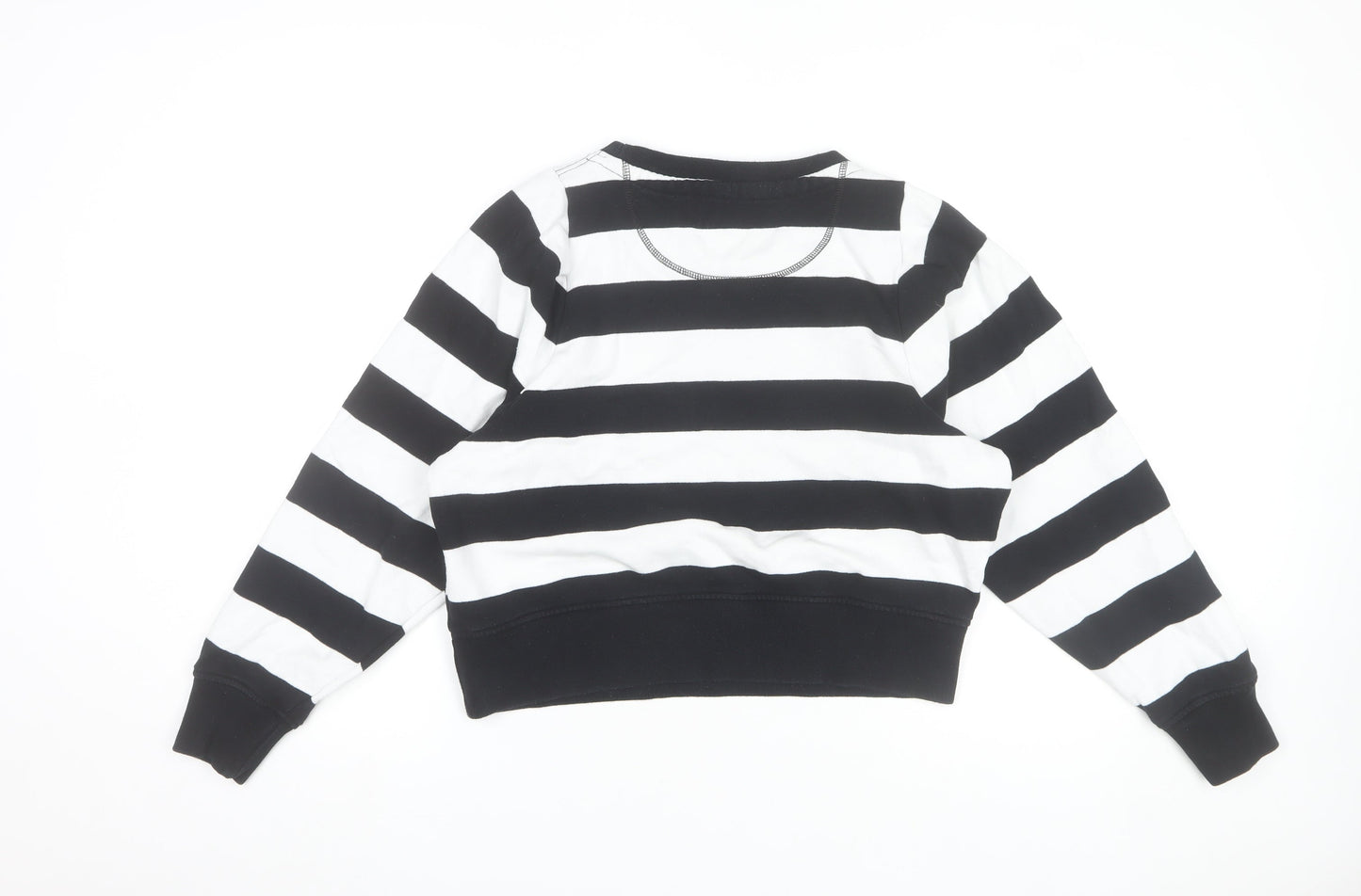 Jack Wills Women Black White Striped Pullover Sweatshirt UK 10