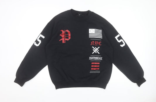 New Look Men Black Graphic NYC 1984 Sweatshirt Medium Pullover