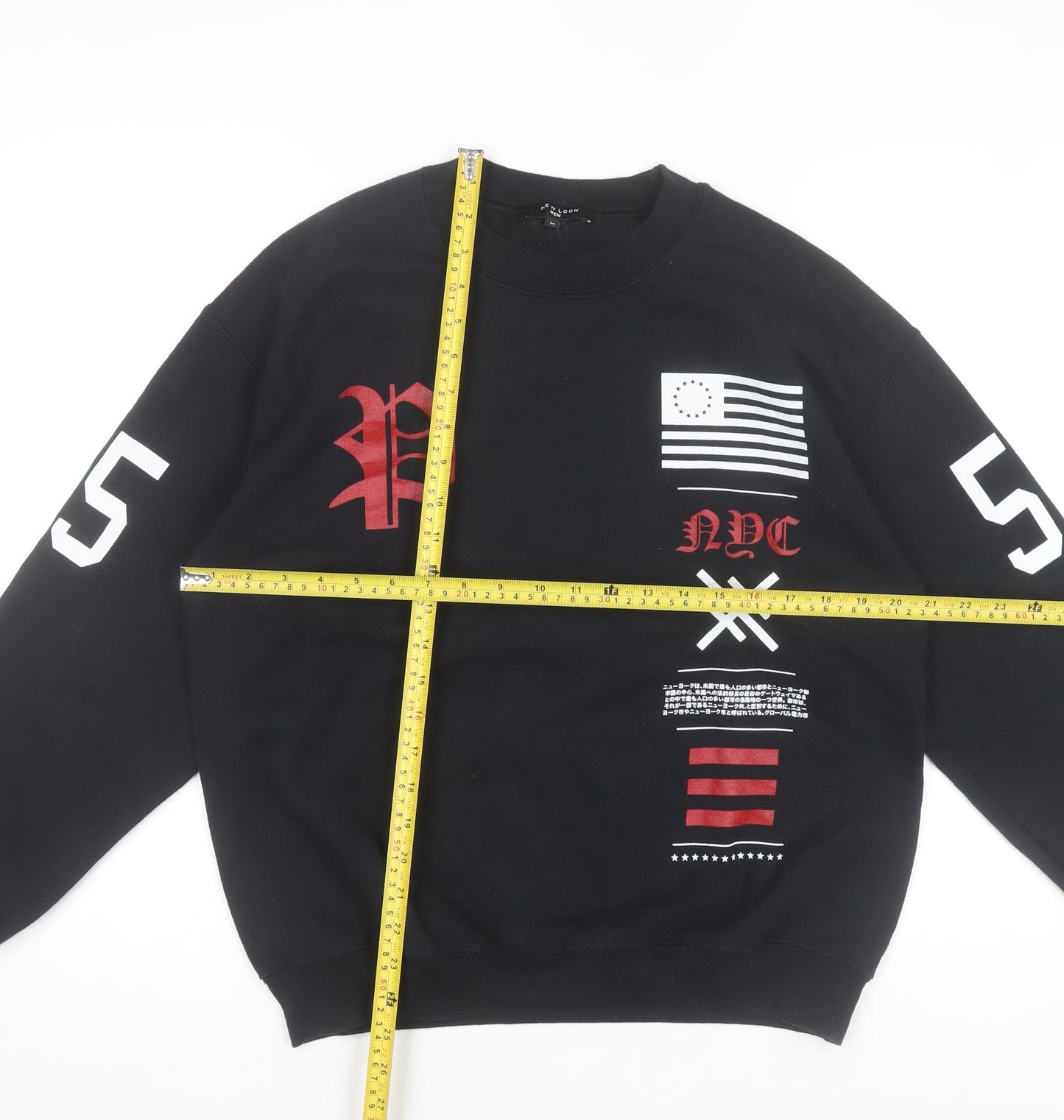 New Look Men Black Graphic NYC 1984 Sweatshirt Medium Pullover