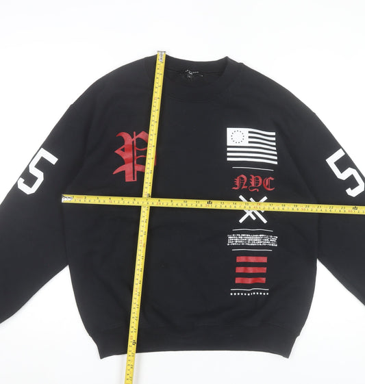New Look Men Black Graphic NYC 1984 Sweatshirt Medium Pullover