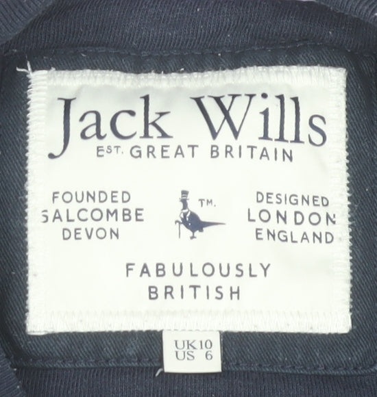 Jack Wills Womens Sweatshirt UK 10 Purple White Navy Cotton Blend