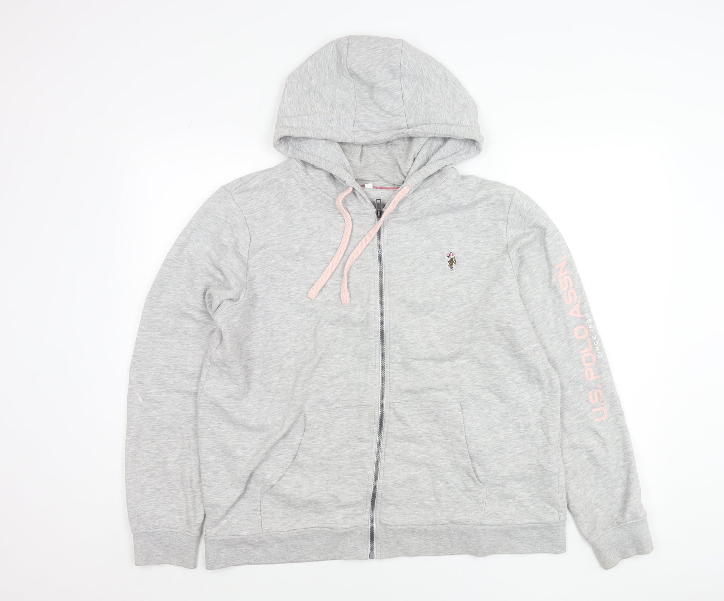 U.S. Polo Assn. Womens Grey Hoodie Jacket Size 16 Full Zip