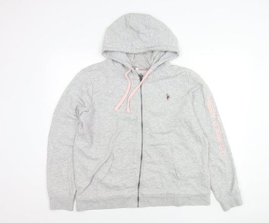 U.S. Polo Assn. Womens Grey Hoodie Jacket Size 16 Full Zip