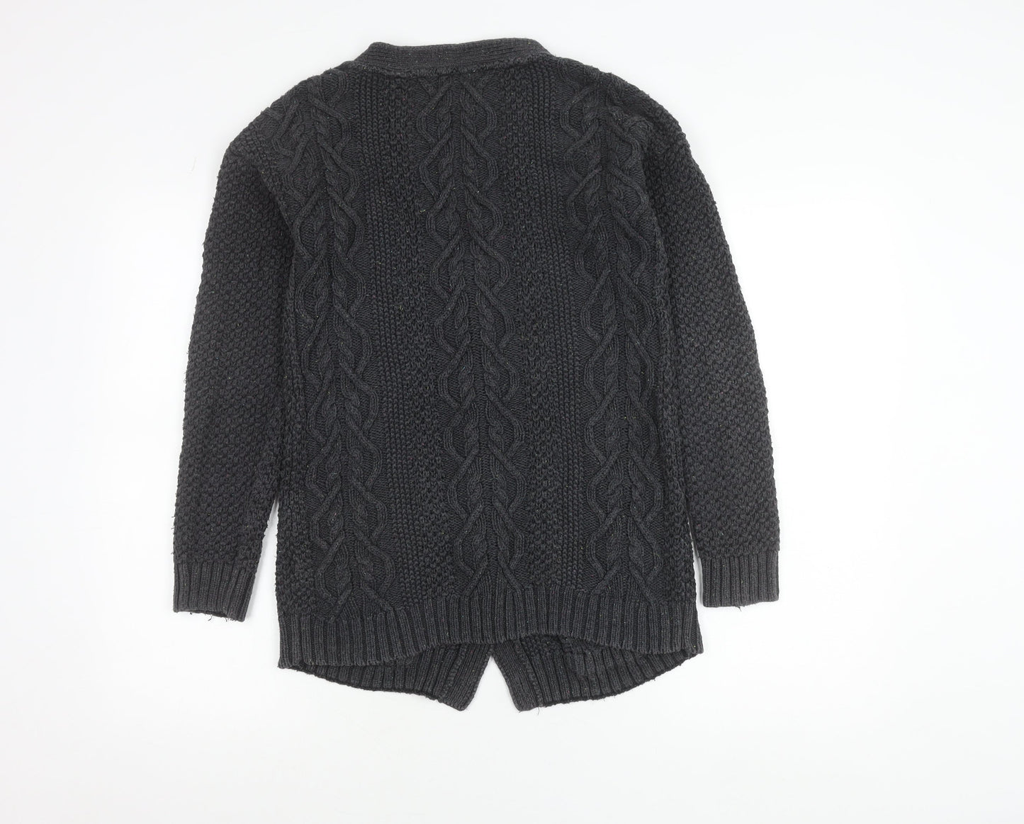 Fat Face Womens Grey Size 10 Cotton Wool Cardigan Jumper