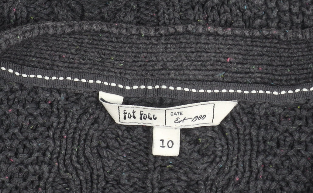 Fat Face Womens Grey Size 10 Cotton Wool Cardigan Jumper