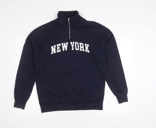 Primark Women’s Navy XS Sweatshirt 1/4 Zip New York Graphic