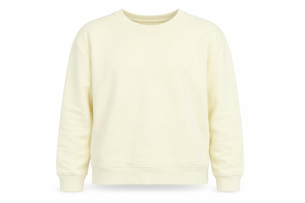 Zara Women Ivory Crew Neck Long Sleeve Pullover Sweatshirt Size L