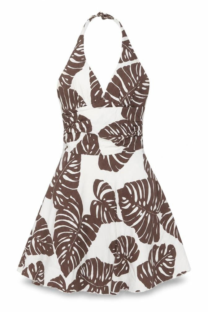 Ruby Rox Women’s Brown White Halter Short Dress Size 8 Cotton