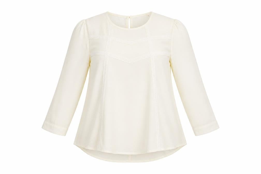 Elodie Womens Ivory Blouse Size M 3/4 Sleeve Tunic Top