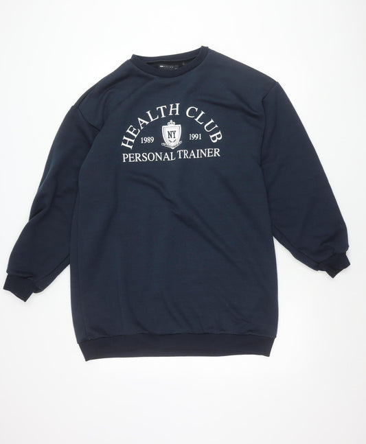 ASOS DESIGN Womens Blue Pullover Sweatshirt Size 12 UK Graphic Logo
