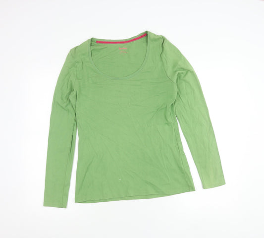 Boden Womens Green Long Sleeve Cotton Scoop Neck T-Shirt Size 14