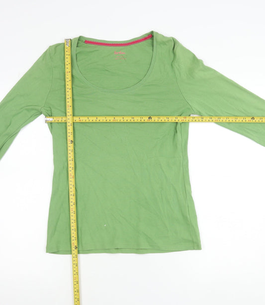 Boden Womens Green Long Sleeve Cotton Scoop Neck T-Shirt Size 14