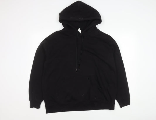 Women's Black Small Pullover Hoodie Cotton Blend Casual
