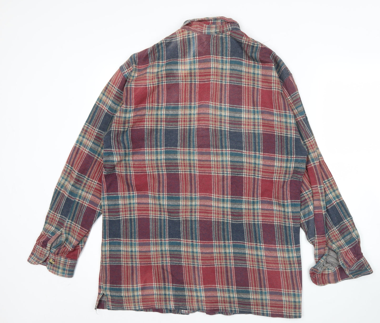 The Trader Jeans Company Men's Red Plaid Flannel Button-Up Shirt M