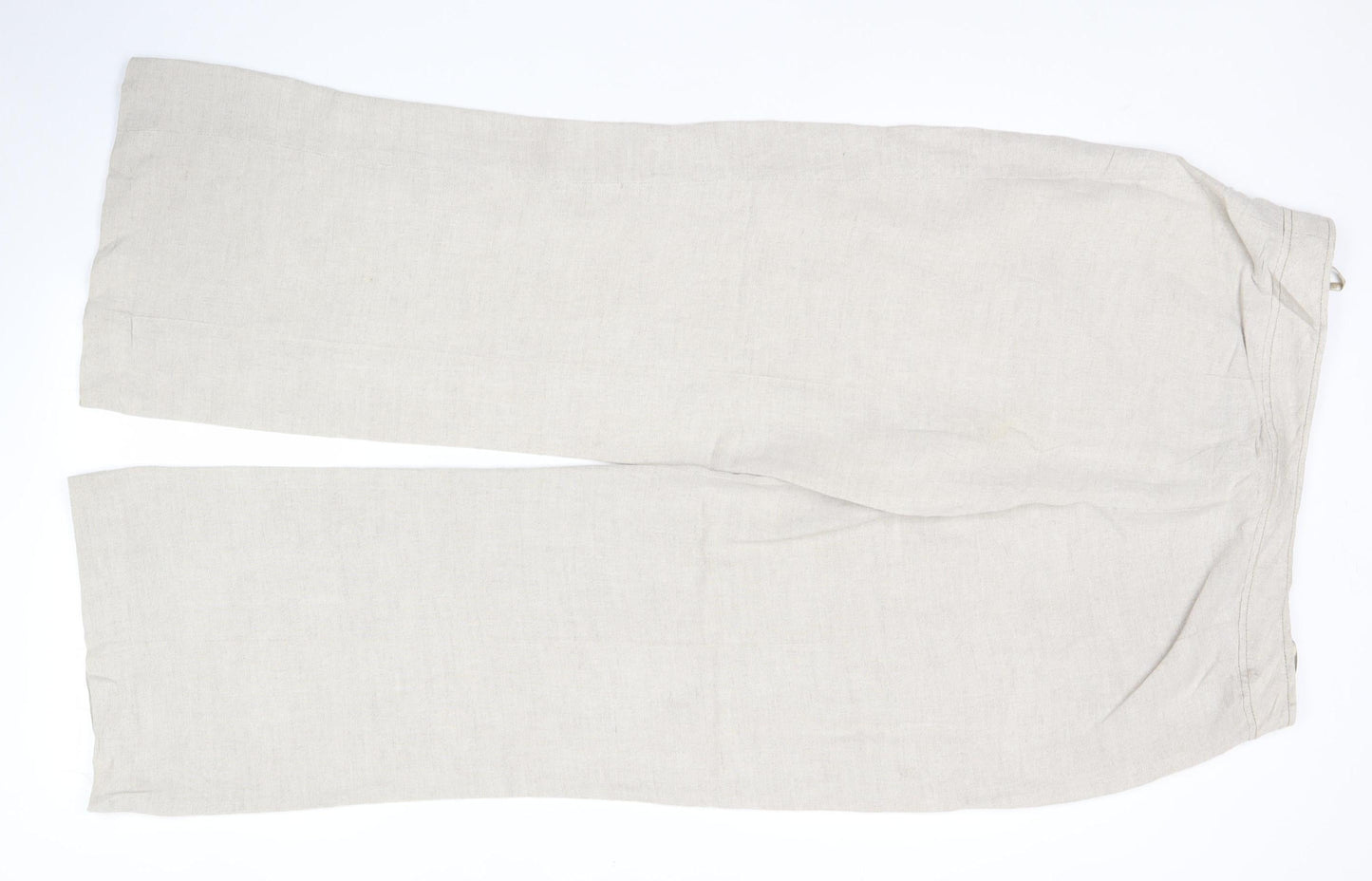 Wallis Women’s Beige Linen Blend Straight Leg Trousers Size 16