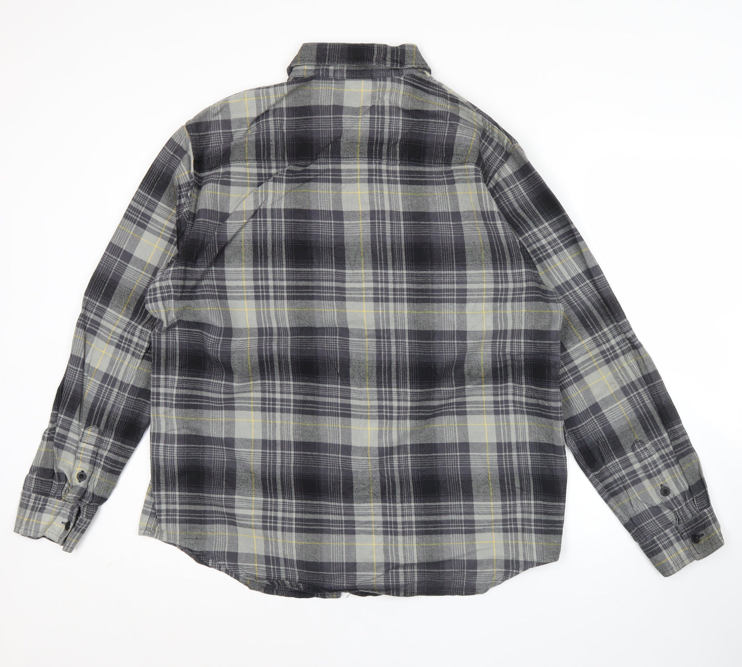 Nike Men's Grey Plaid Flannel Button-Up Shirt L Long Sleeve
