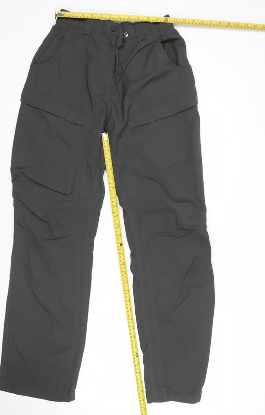Rohan Womens Black Cargo Trousers Size 10 Regular Straight Leg