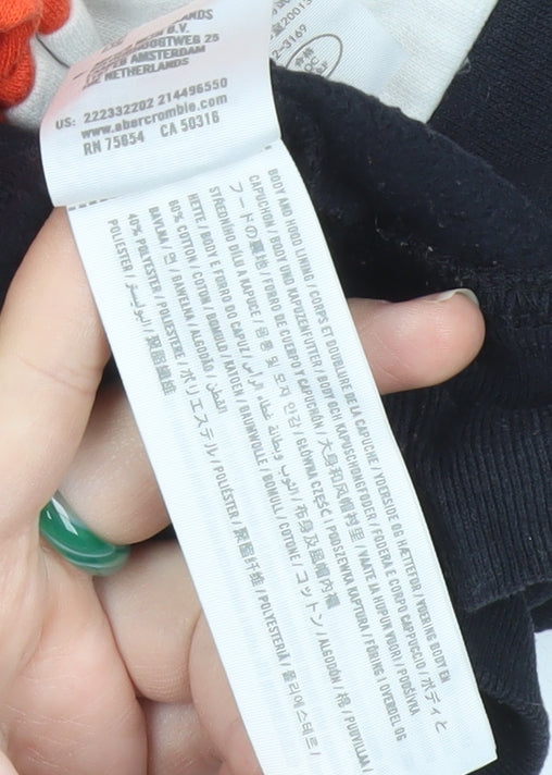 Abercrombie Kids Boys Orange Black Colourblock Pullover Hoodie 9 Years