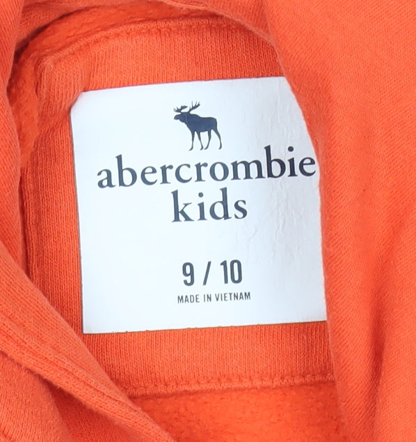 Abercrombie Kids Boys Orange Black Colourblock Pullover Hoodie 9 Years