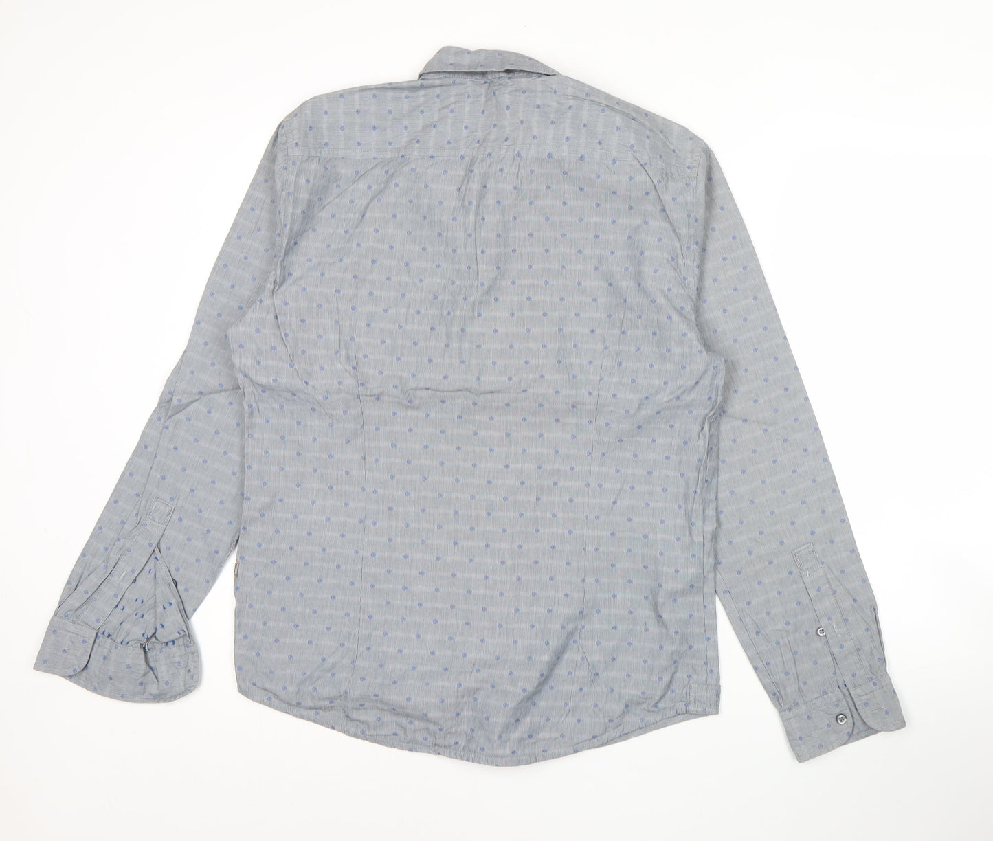 Hugo Boss Men’s Grey Polka Dot Slim Fit Cotton Shirt L Long Sleeve