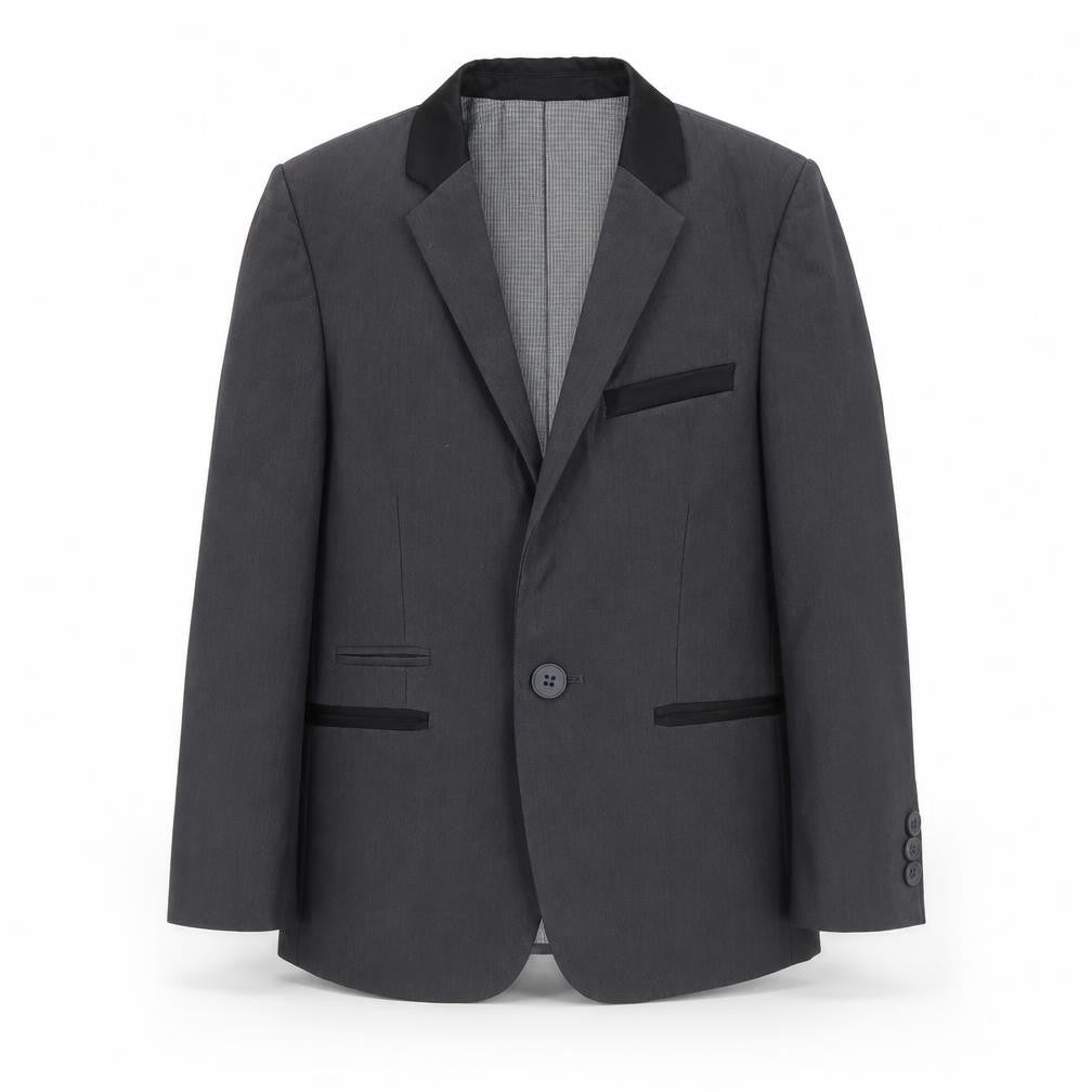 Front view of Next boys’ grey suit jacket 6 years regular fit single breasted formal blazer