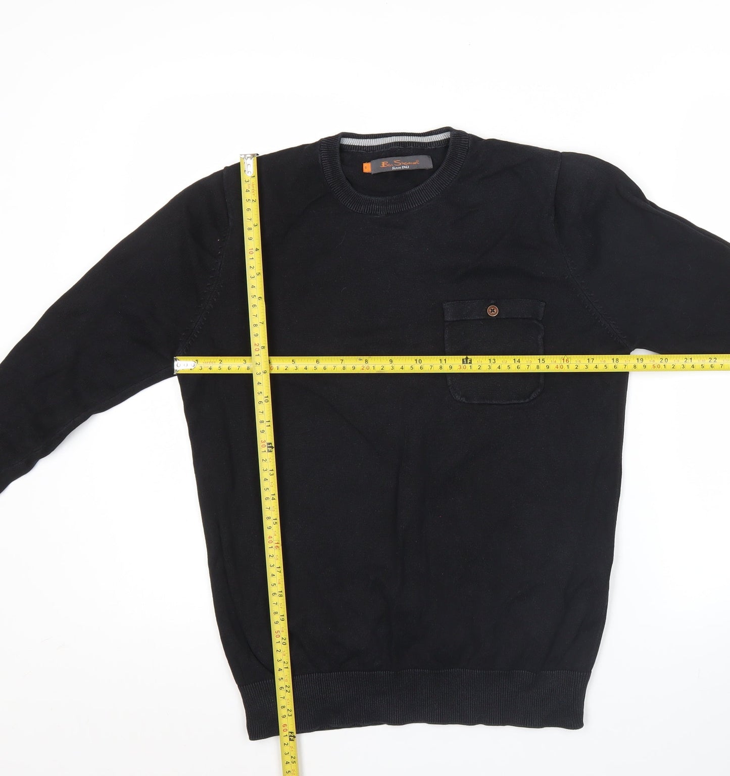 Ben Sherman Men’s Black Cotton Crew Neck Jumper Size S