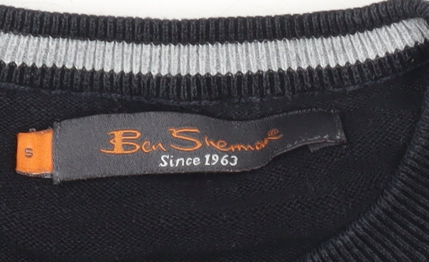Ben Sherman Men’s Black Cotton Crew Neck Jumper Size S