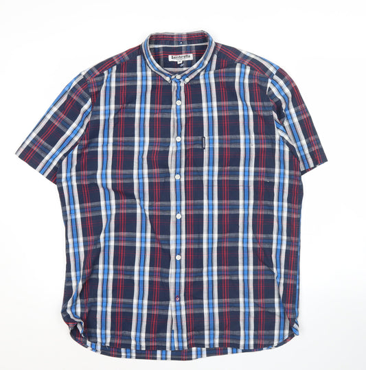 Lambretta Mens XL Plaid Cotton Short Sleeve Button-Up Shirt