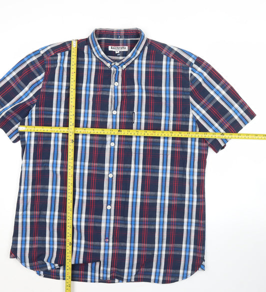 Lambretta Mens XL Plaid Cotton Short Sleeve Button-Up Shirt