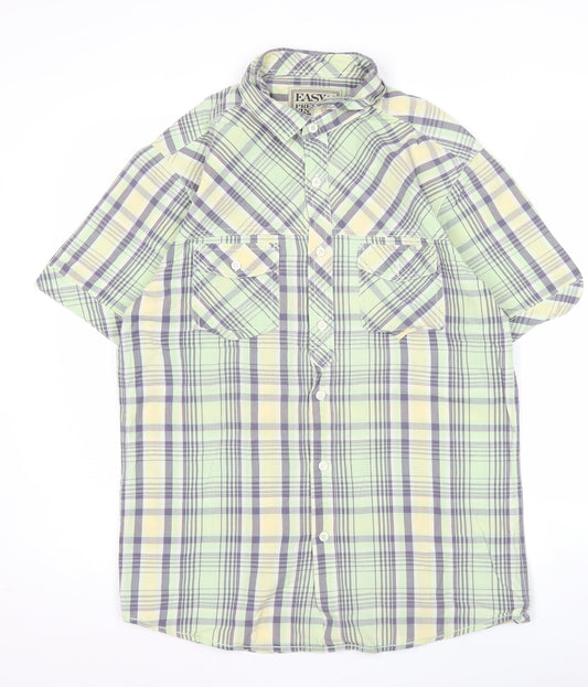 Easy Premium Vintage Men’s Green Plaid Short Sleeve Shirt S