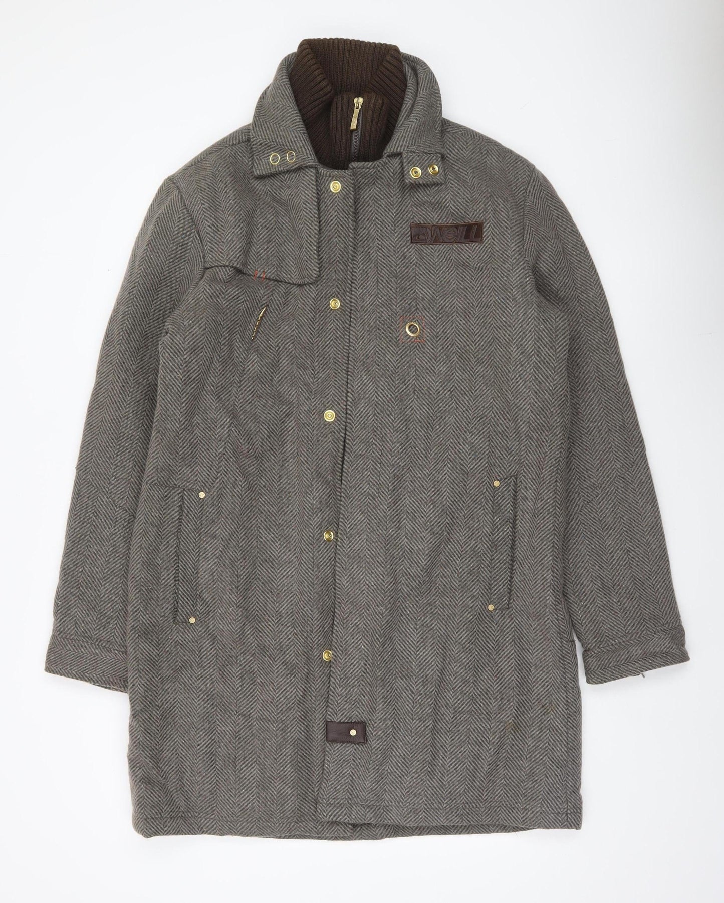 O'Neill Men's Grey Wool Blend Herringbone Jacket Size L