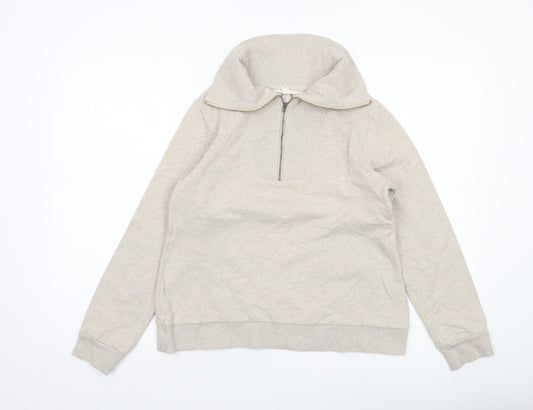 Seasalt Cornwall Women’s Beige Organic Cotton 1/4 Zip Sweatshirt UK 8