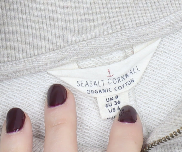 Seasalt Cornwall Women’s Beige Organic Cotton 1/4 Zip Sweatshirt UK 8